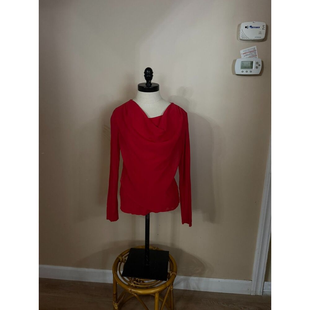 Womans red rouching long sleeve top